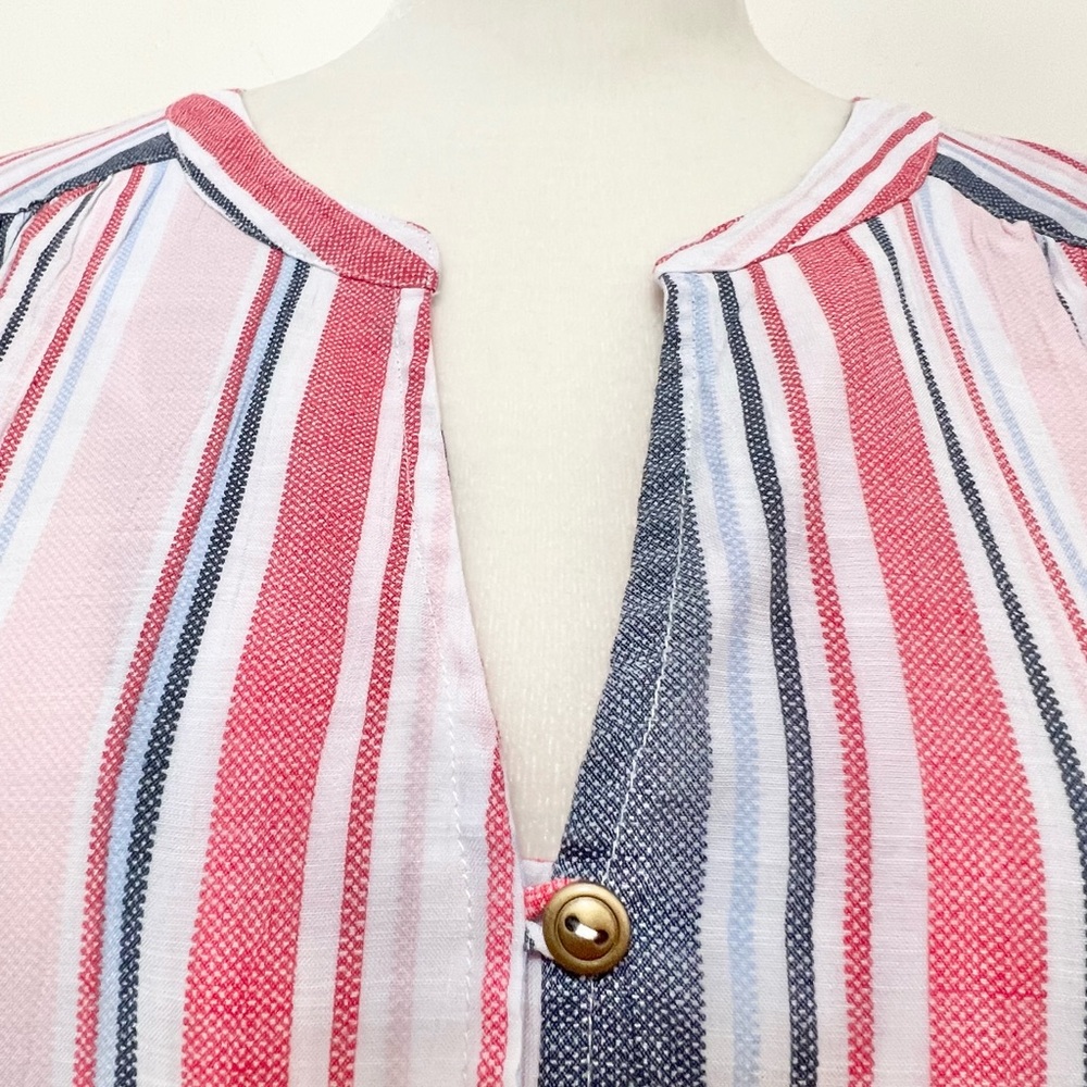 Kim Rogers Striped Long Sleeve Top Resortwear Cruise Lightweight Nautical - Picture 4 of 10